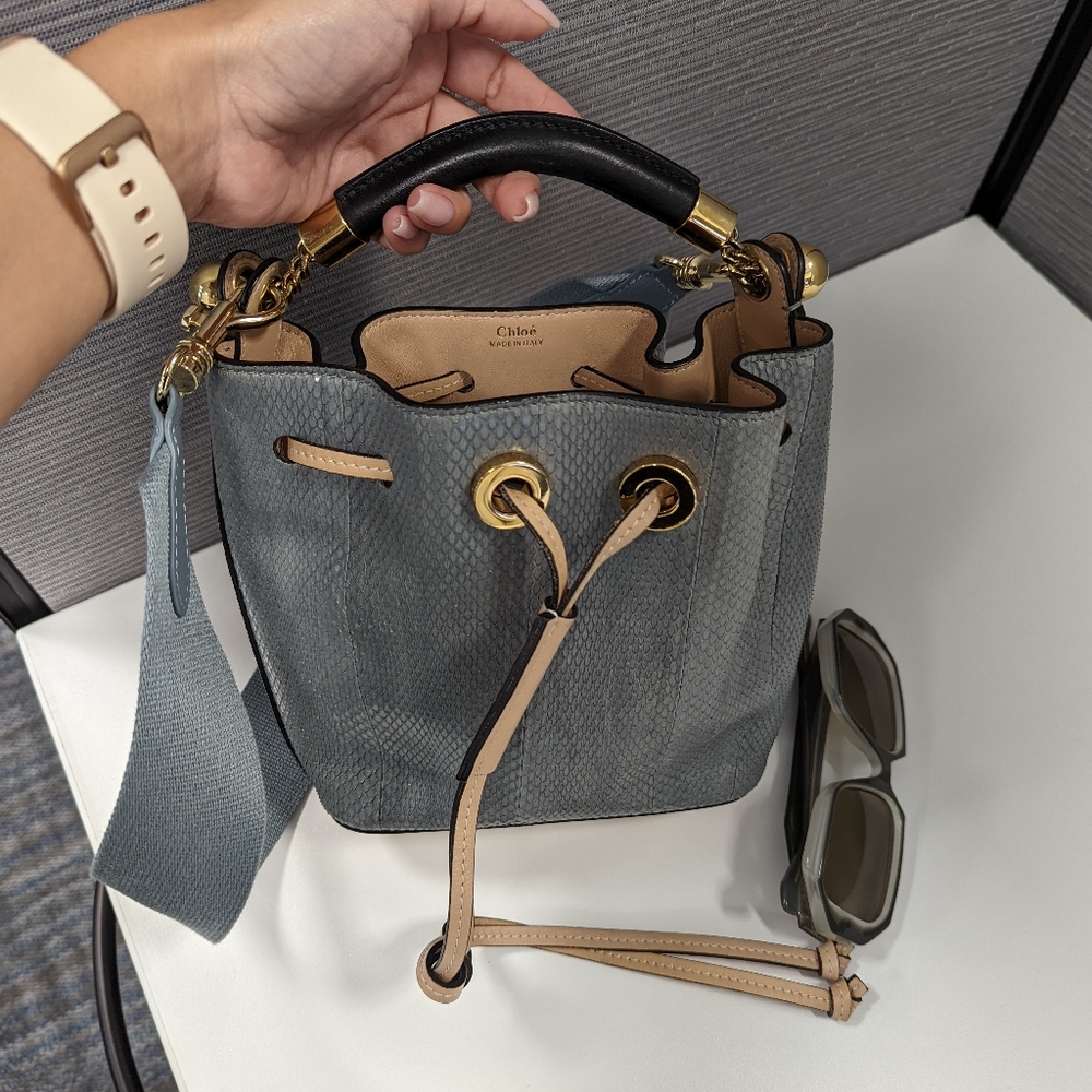 Chloe Gray and Black Bucket Bag